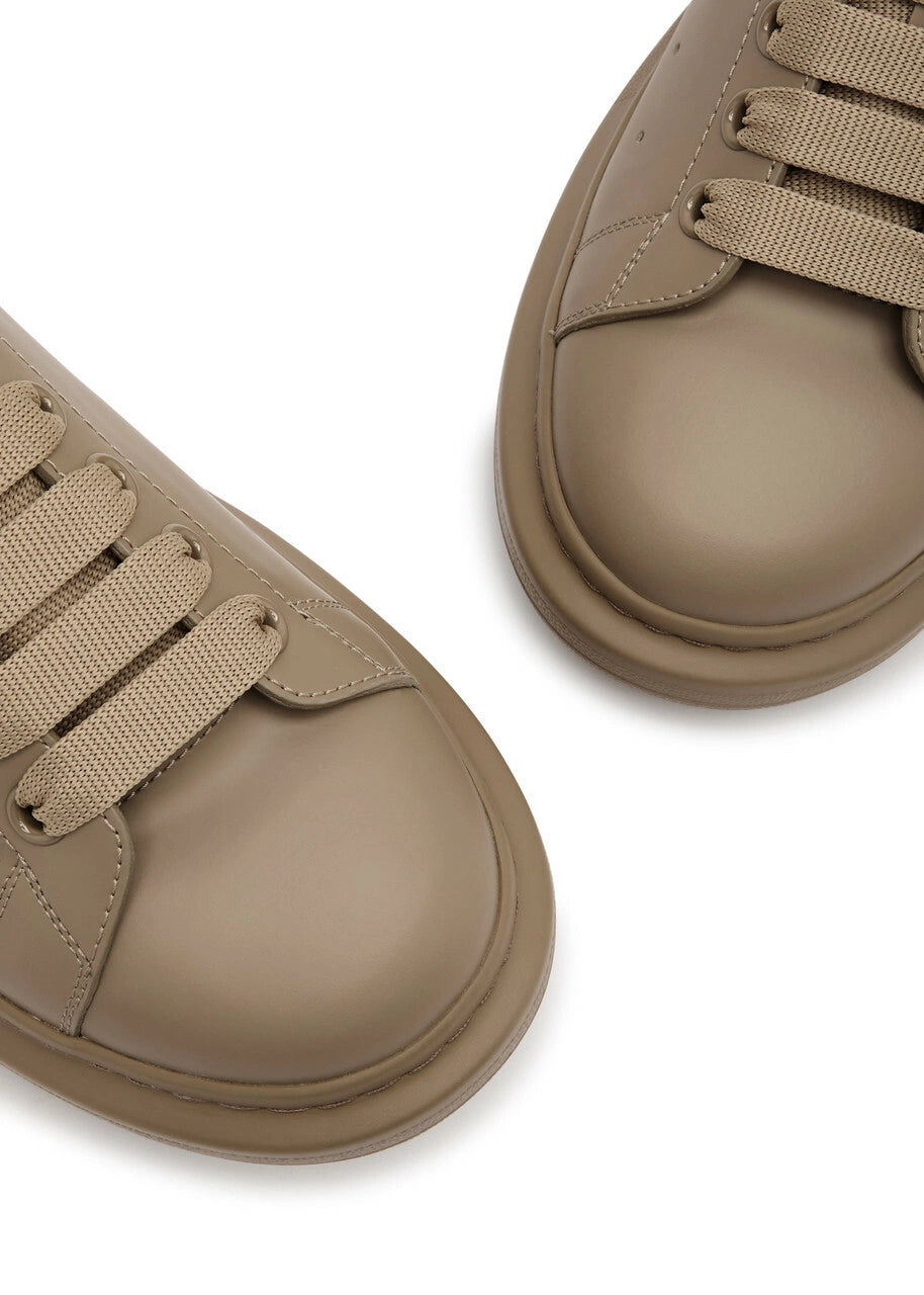 Alexander Mcqueen Oversized Panelled Leather Sneakers Beige
