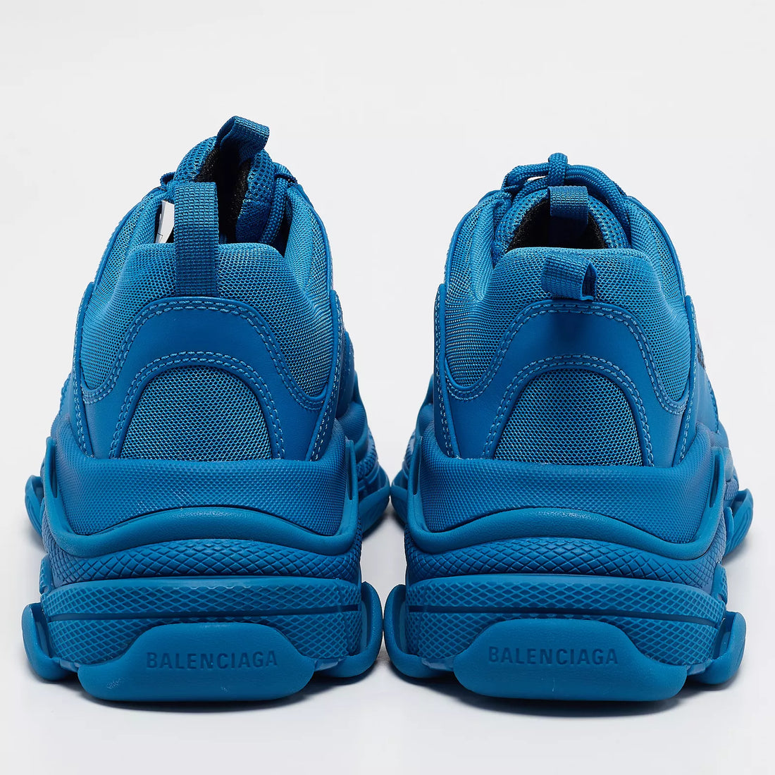 BALANCIAGA Blue Mesh and Leather Triple S Sneakers