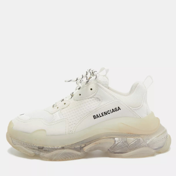 BALANCIAGA Women's Triple S Clear Sole Sneaker in White