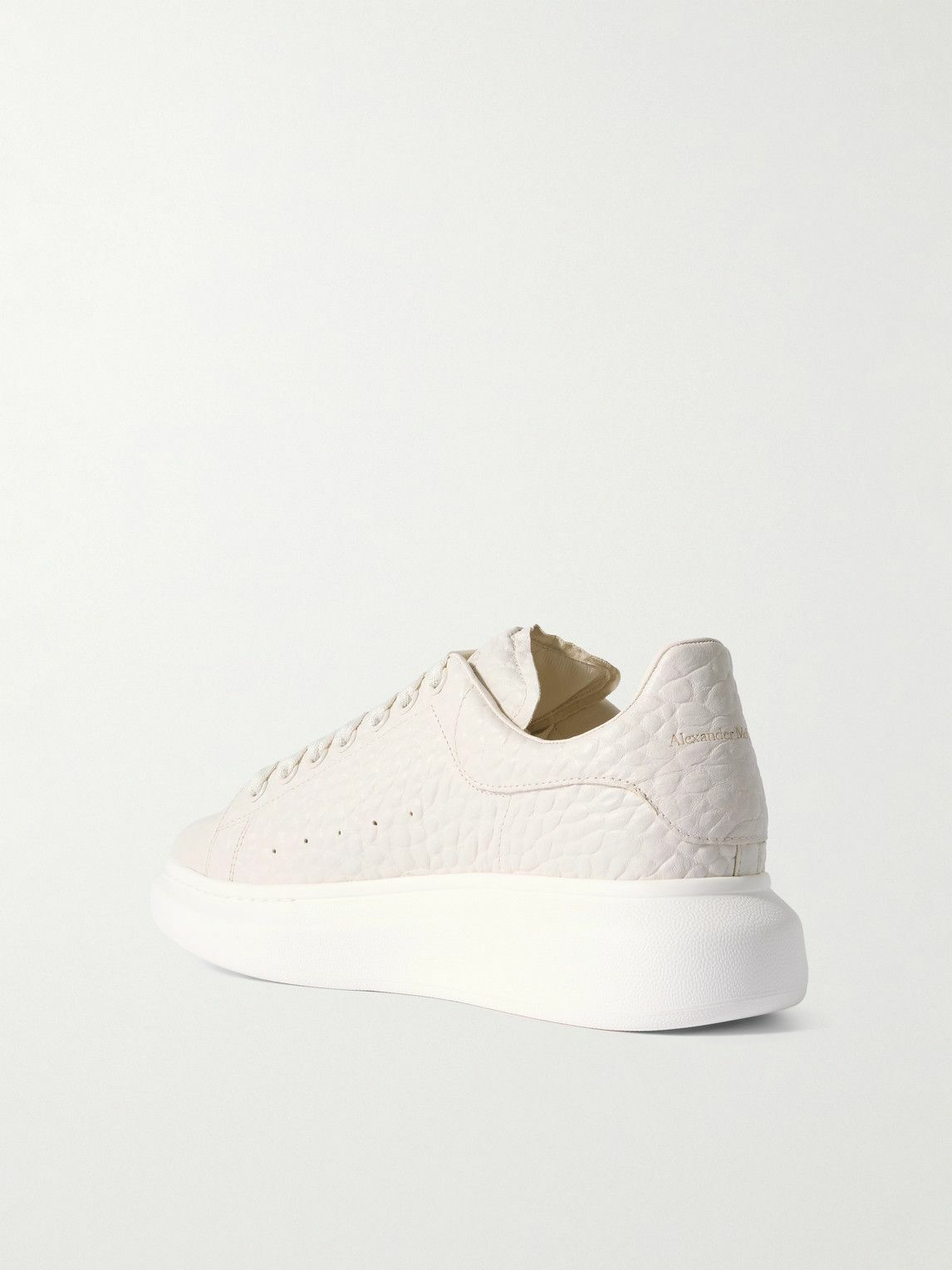 McQueen - Exaggerated-Sole Textured-Leather Sneakers - Neutrals