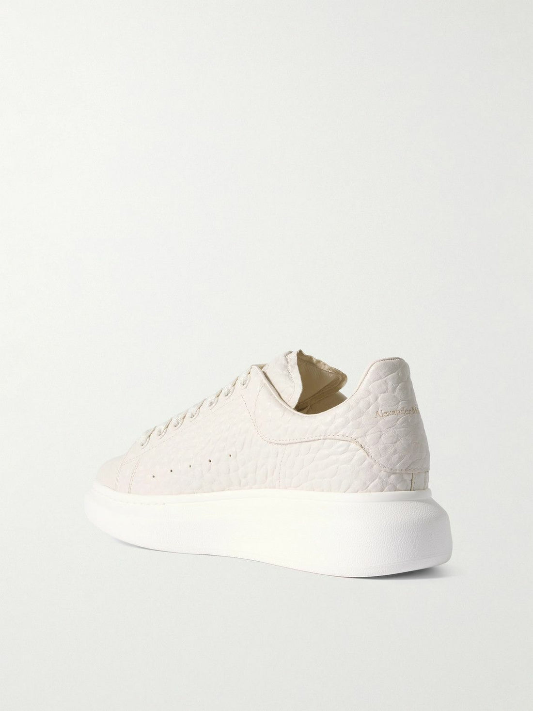 McQueen - Exaggerated-Sole Textured-Leather Sneakers - Neutrals