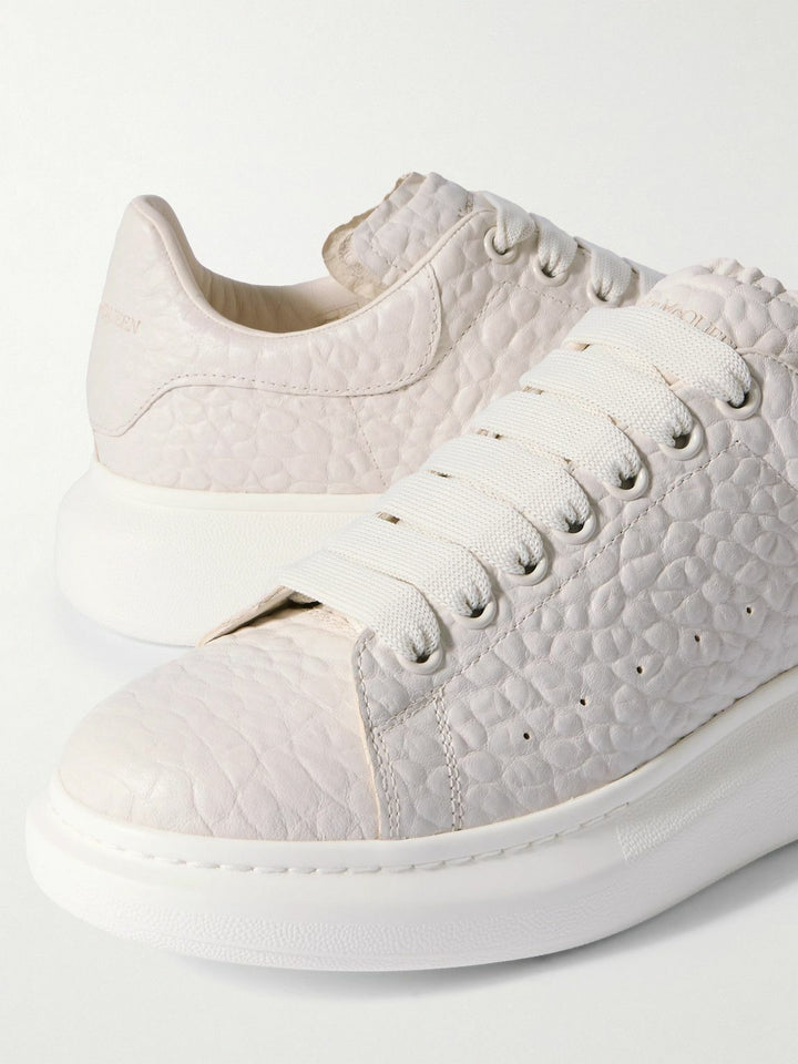 McQueen - Exaggerated-Sole Textured-Leather Sneakers - Neutrals