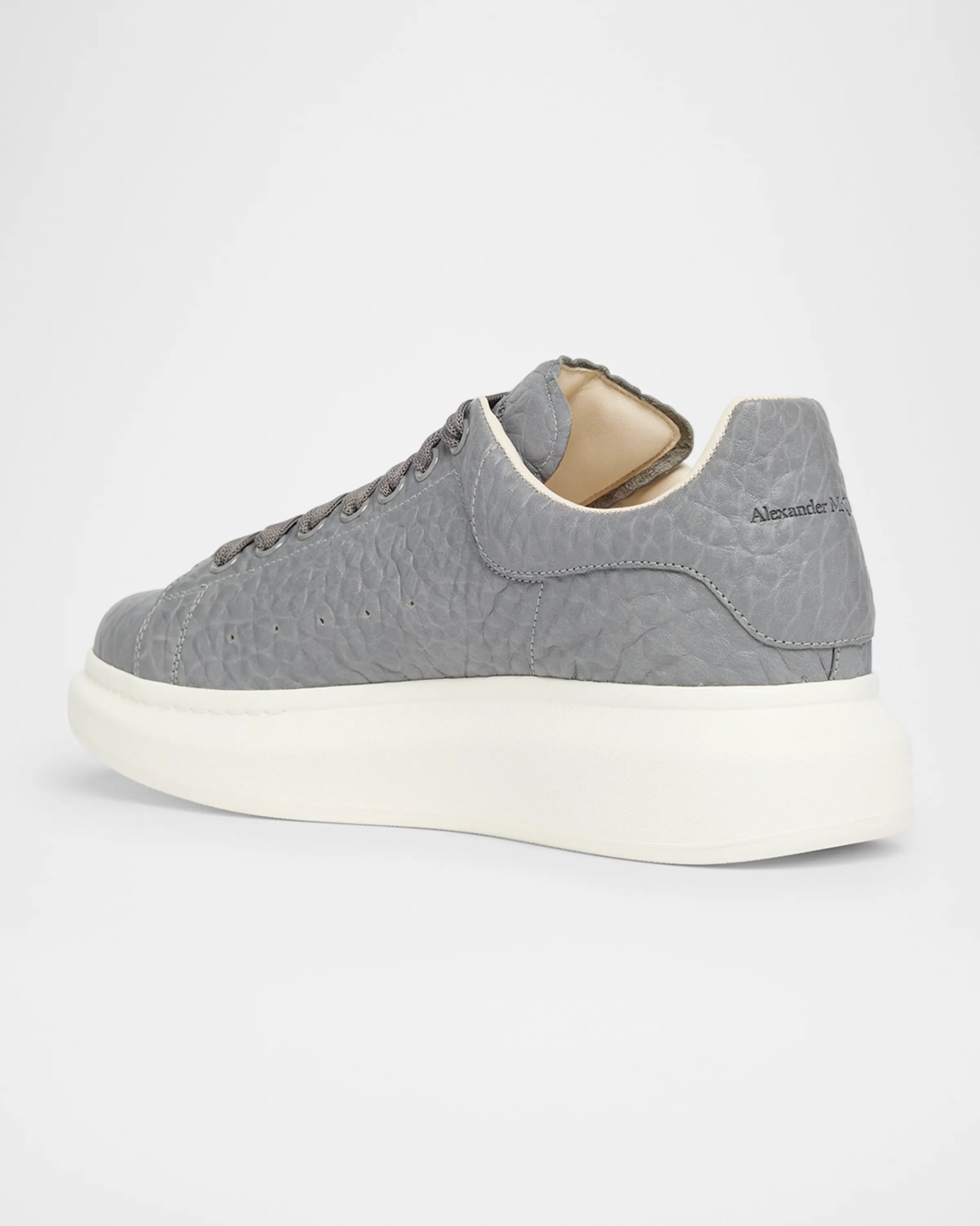 McQueen Men's Grainy Leather Oversized Sneakers