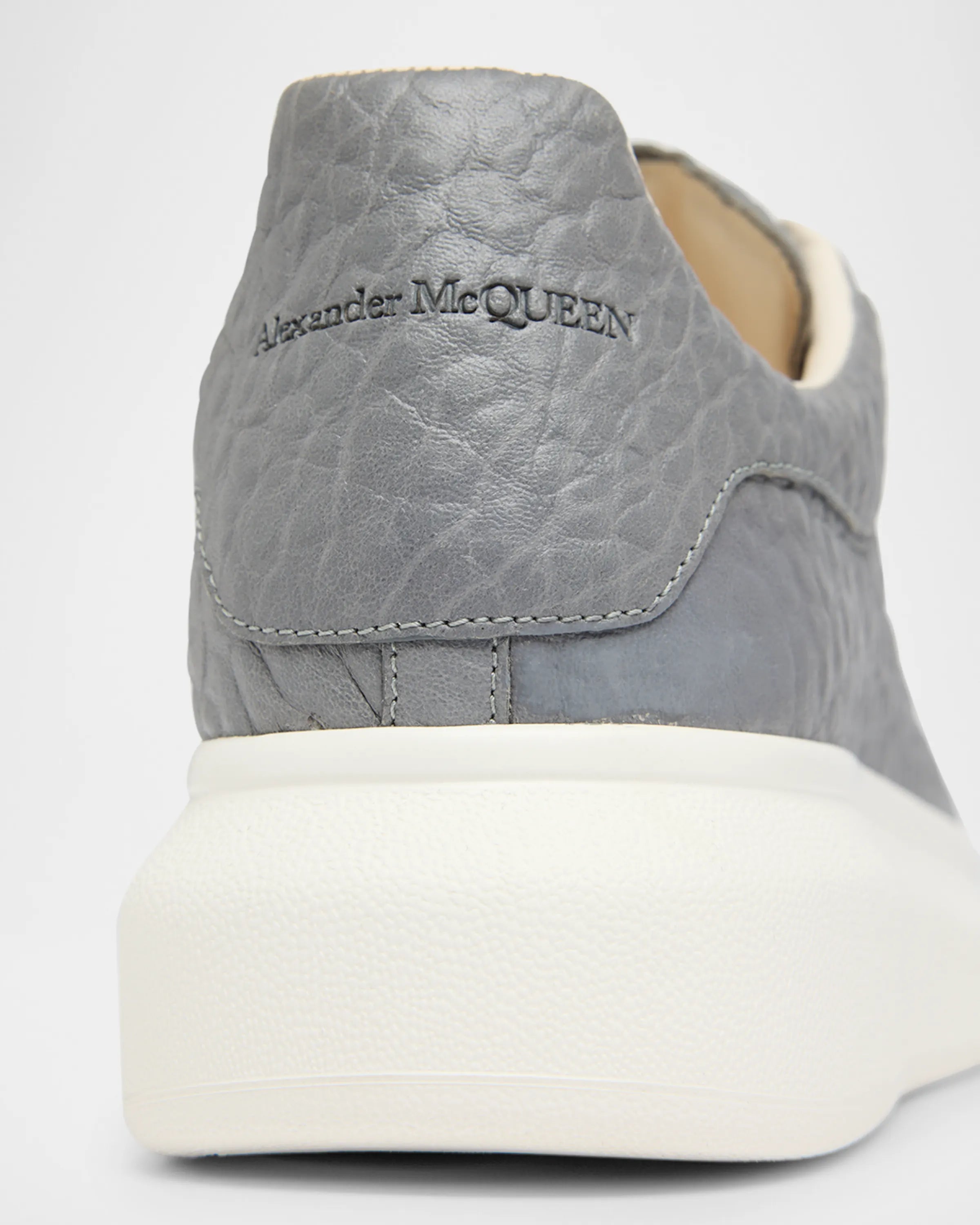 McQueen Men's Grainy Leather Oversized Sneakers