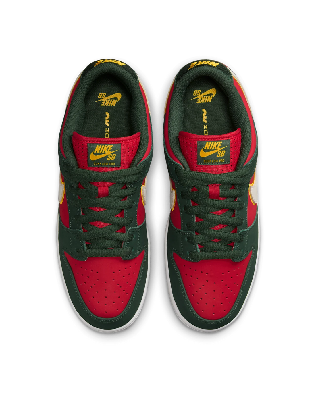 Nike SB Dunk Low. Fir and Fire Red