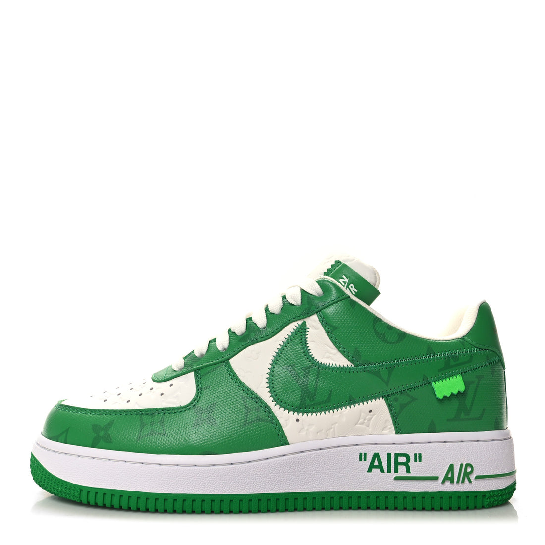 Louis Vuitton  X NIKE AIR FORCE 1 Calfskin Monogram Mens Low Top Sneakers 8 Green