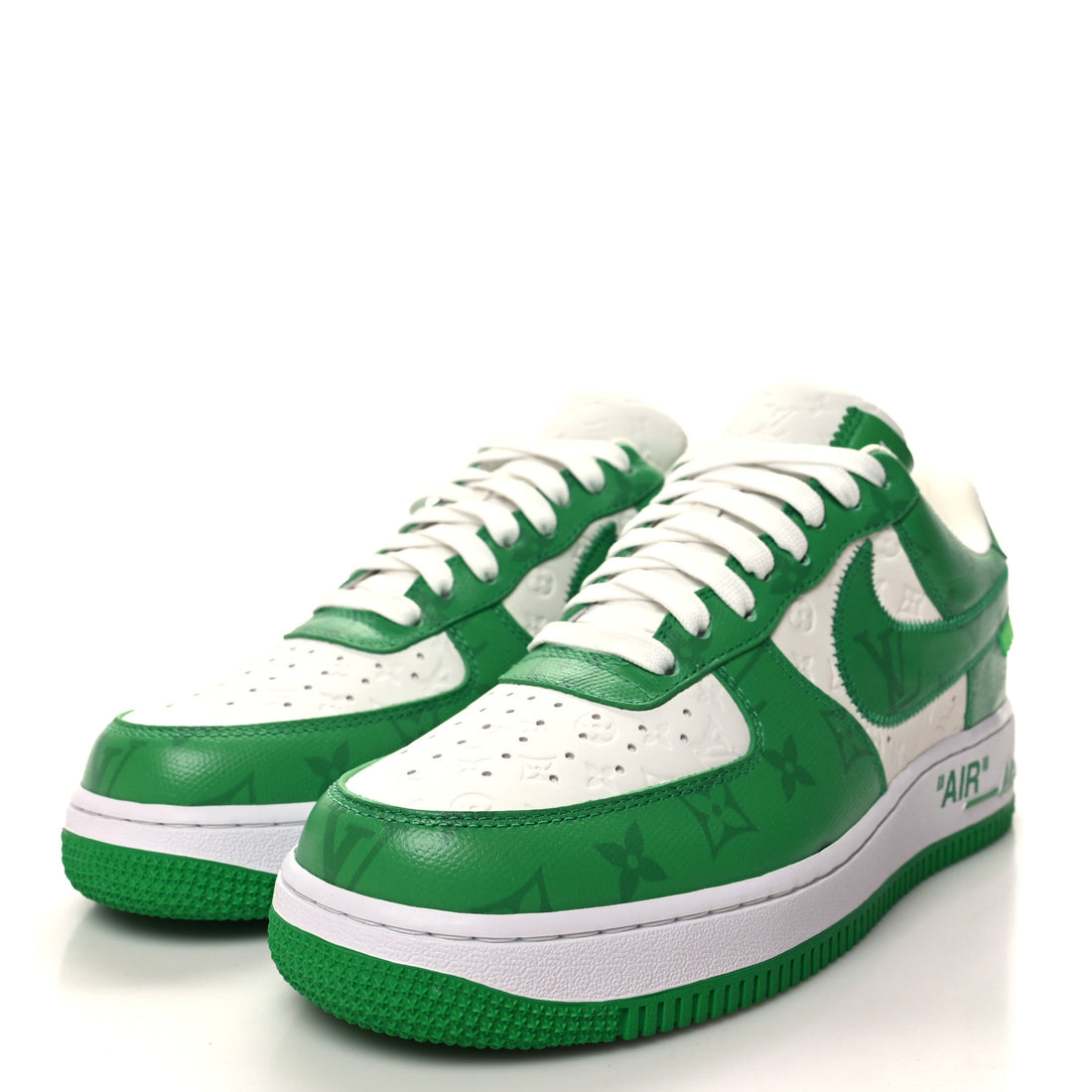 Louis Vuitton  X NIKE AIR FORCE 1 Calfskin Monogram Mens Low Top Sneakers 8 Green