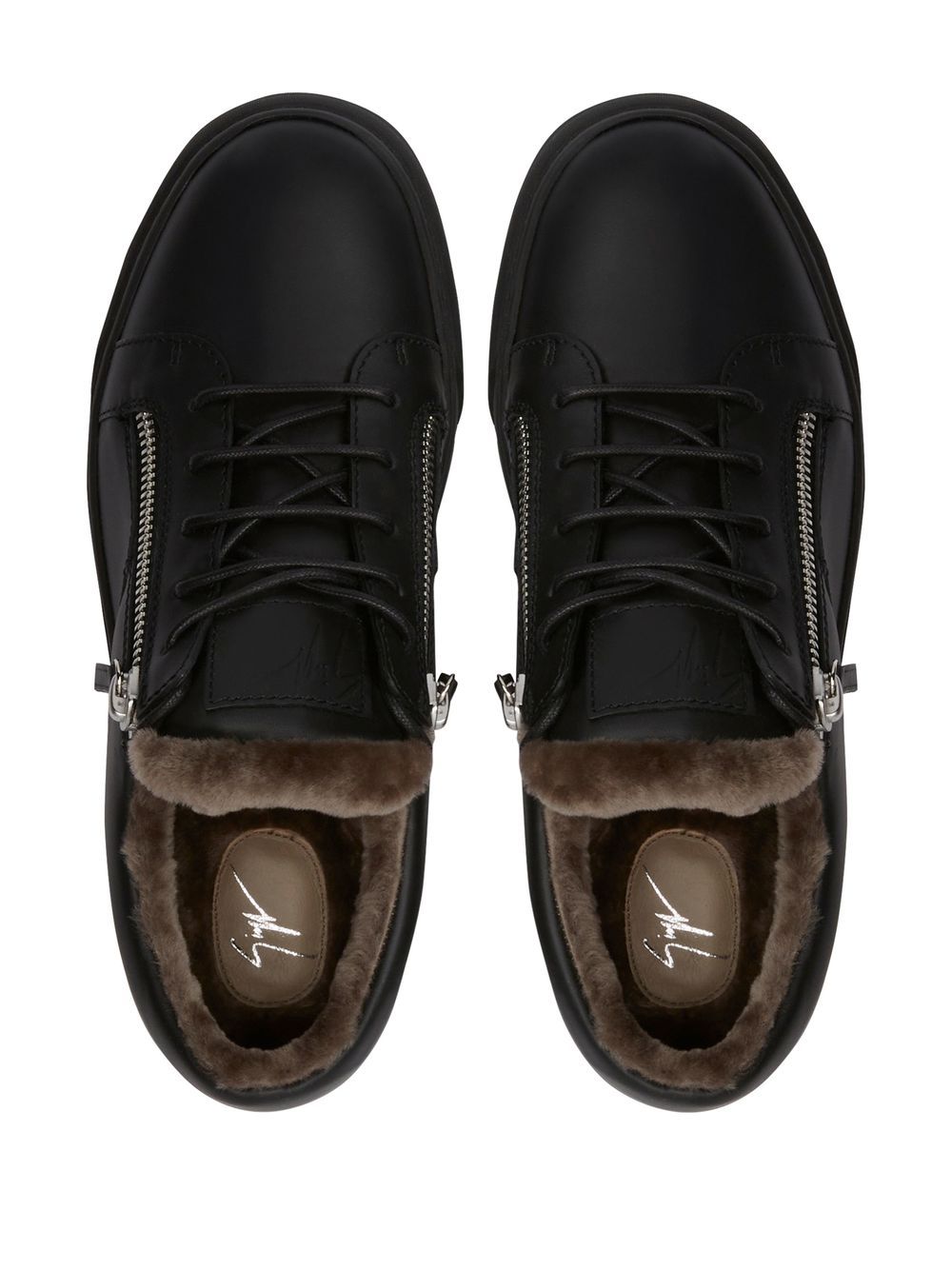 Giuseppe Zanotti shearling-trimmed leather sneakers